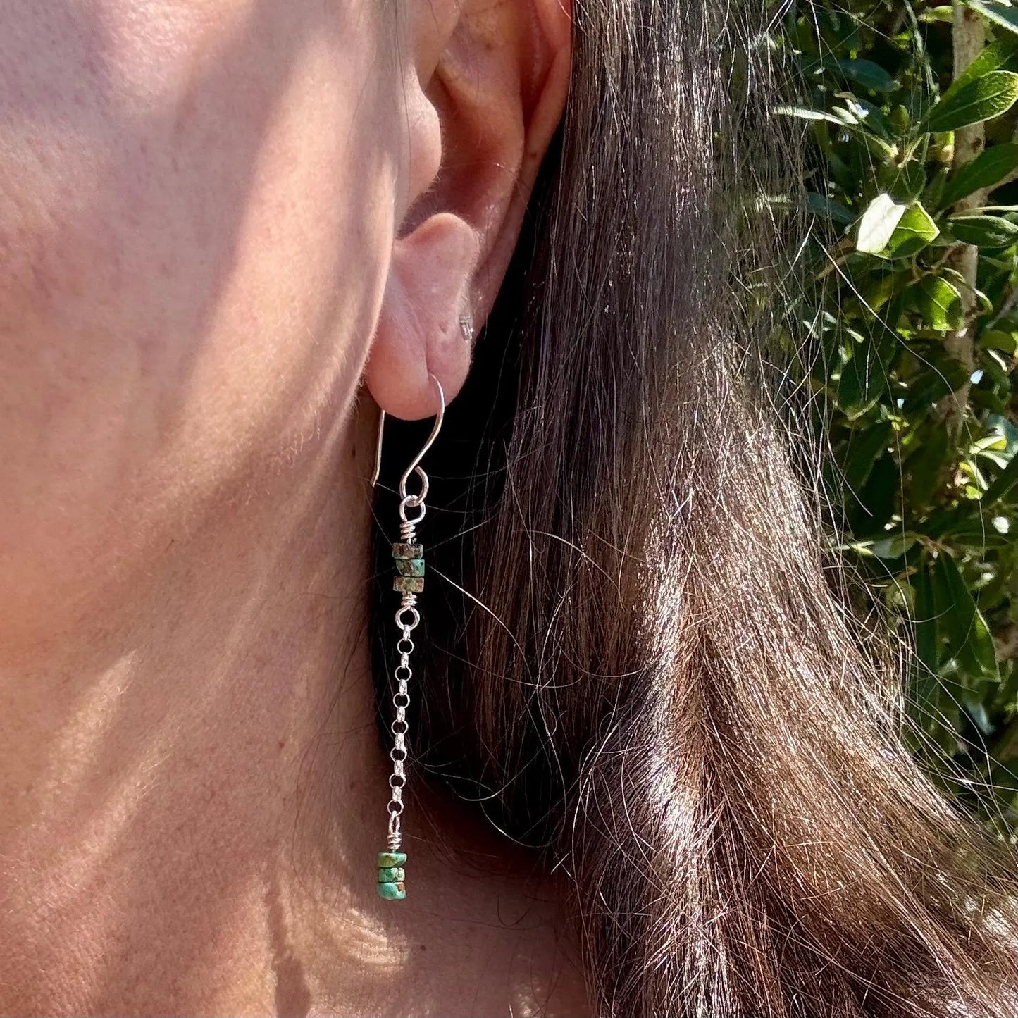 Turquoise Sterling Silver Dangle Earrings: Boho Gemstone Jewelry