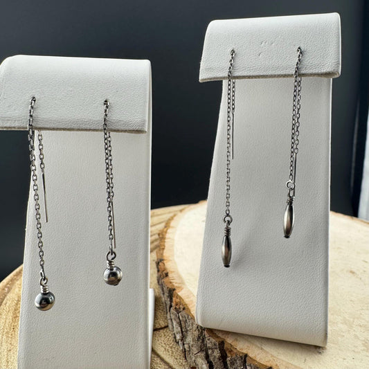 Navajo Pearl & Sterling Silver Dangle Earrings - Elegant Treader Design