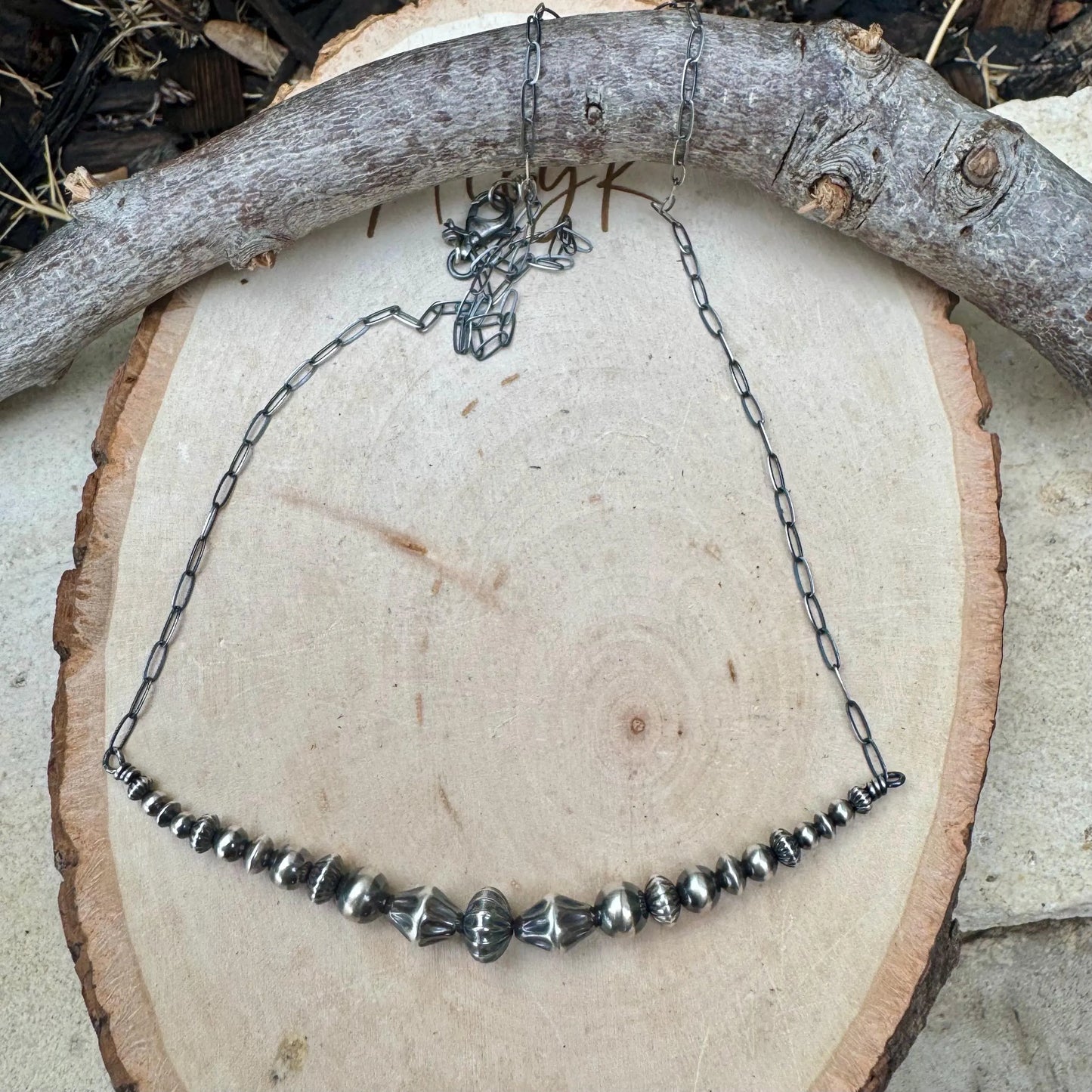 Authentic Navajo Pearl Bar Necklace | Sterling Silver Southwestern Jewelry