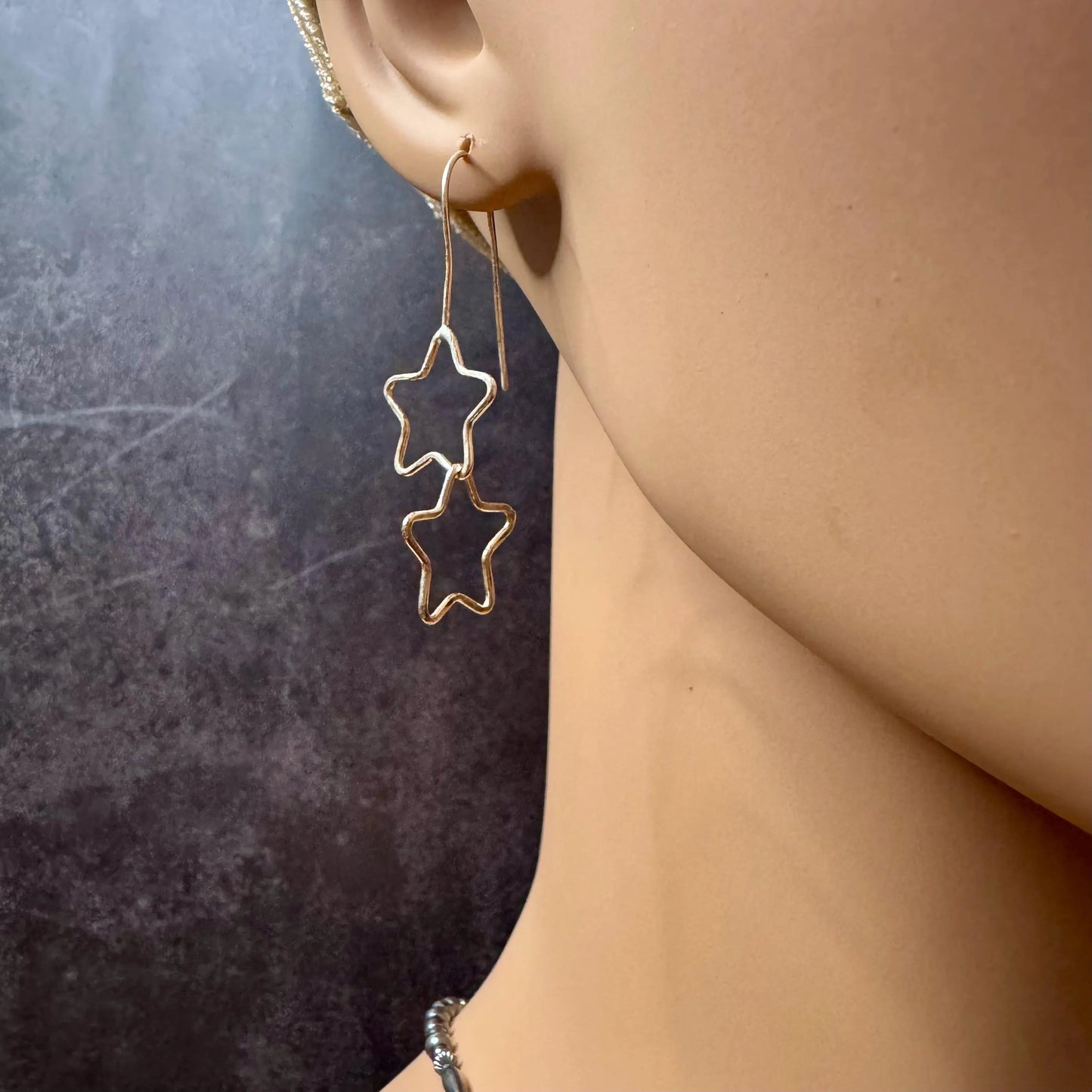 Handmade Sterling Silver Star Dangle Earrings – Celestial Jewelry (18g or 20g Option)