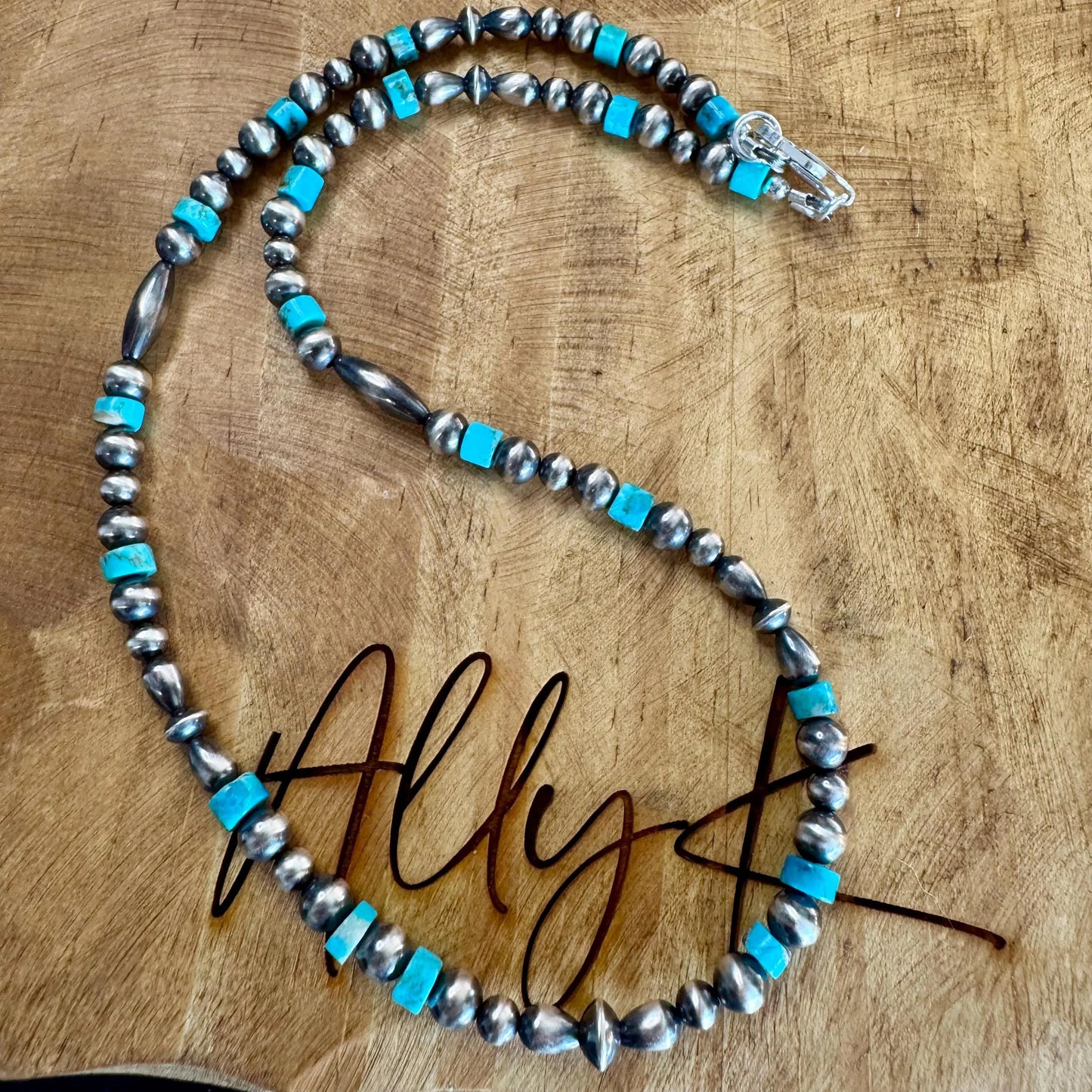 Southwestern Kingman Turquoise & Navajo Pearl Choker – Sterling Silver Gemstone