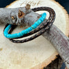 Kingman Turquoise Leather Cuff - Unisex Multi Wrap Bracelet in Black or Brown Leather, Blue or Green Turquoise