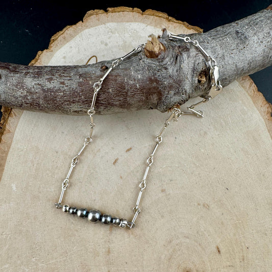 Navajo Pearl Bar Ankle Bracelet | Elegant Sterling Silver Anklet