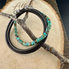 Wrap Turquoise Leather Bracelet – Sterling Silver Accents | Handcrafted Boho Unisex Cuff Jewelry