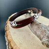 Camel Leather Wrap Bracelet with Lotus Flower Spacers and Magnet Closure