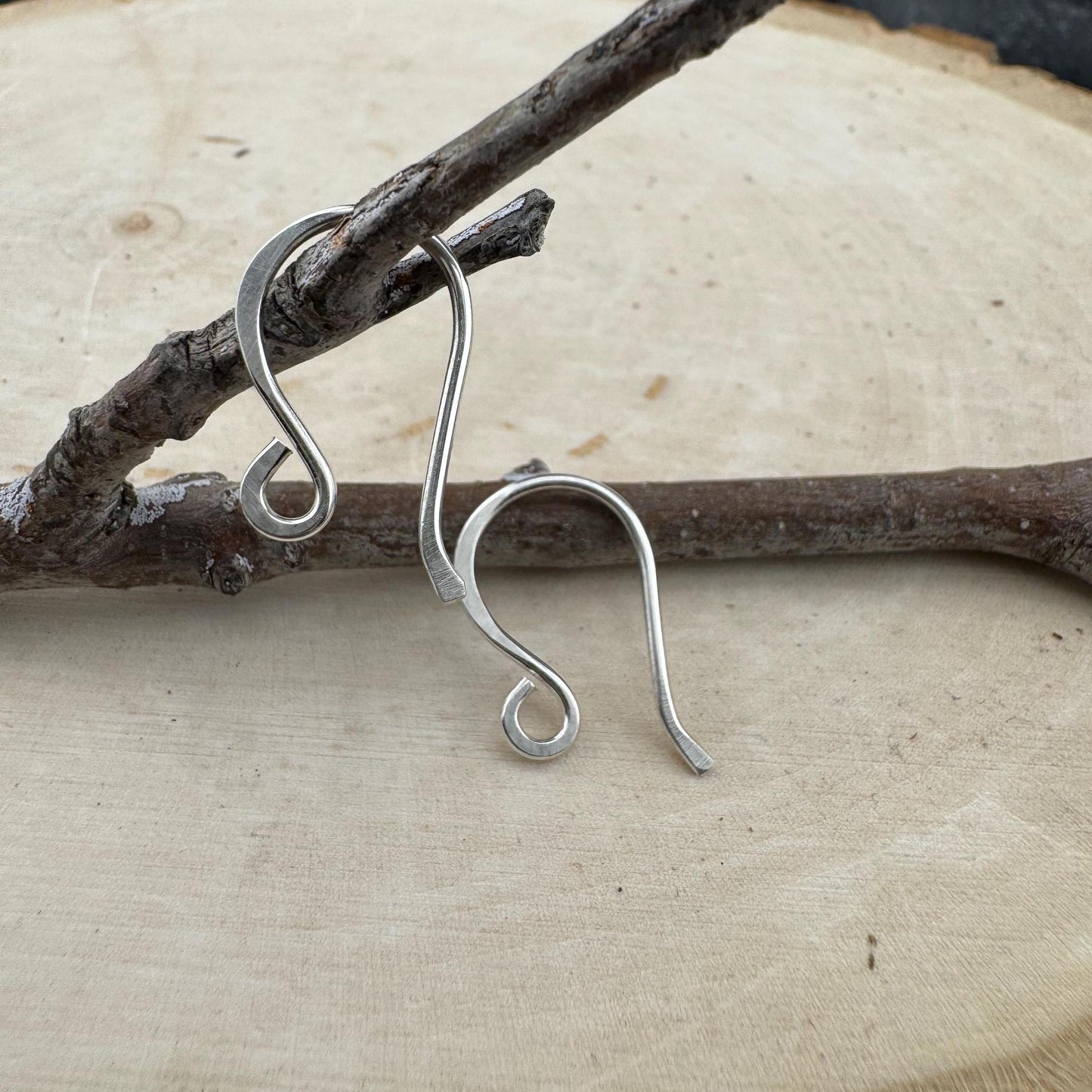 18 Gauge Hand Forged Sterling Silver French Hook Ear Wires - 3/4" Drop