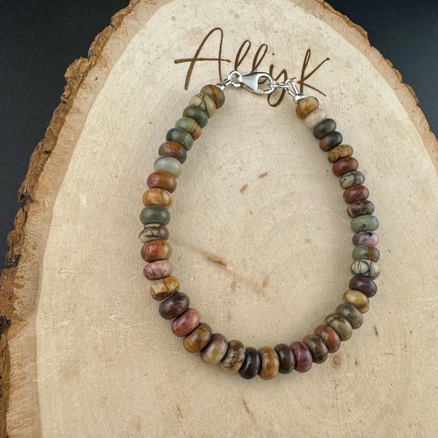 Picasso Jasper Bracelet – 6mm Red Creek Beads with Sterling | Stackable Boho Western Soul