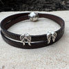 Embossed Leather Wrap Bracelet with Magnetic Clasp & Angel Wing Accents