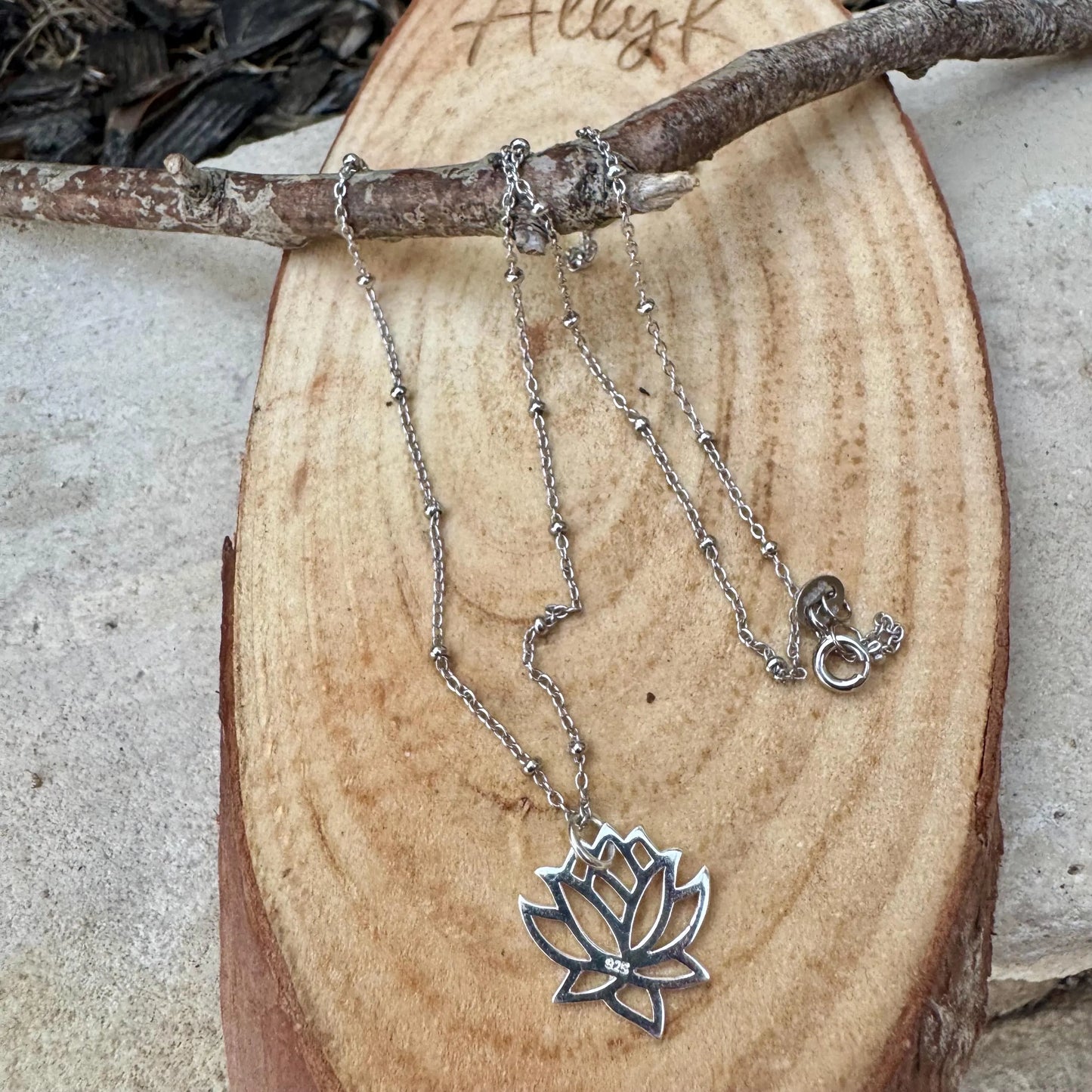Handcrafted Lotus Flower Necklace in Sterling Silver – Delicate Beauty