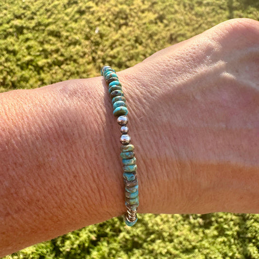 Turquoise & Navajo Pearl Bracelet - Sterling Silver Southwestern Jewelry