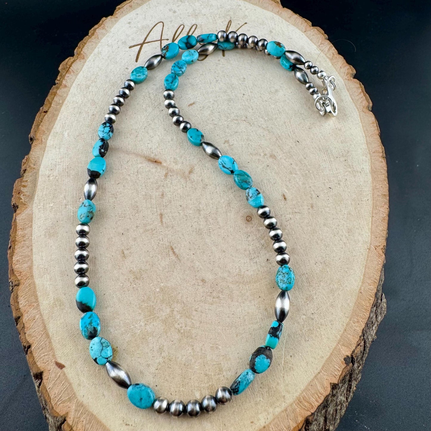 Southwestern Royston Turquoise & Navajo Pearl Choker – Sterling Silver Gemstone