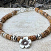 Picture Jasper Bracelet – Sterling Silver Flower Charm, Stackable Boho Gemstone Jewelry