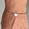 Sterling Silver Asymmetrical Heart Connector Bracelet – Bar & Ring Chain | Handmade Minimalist Jewelry