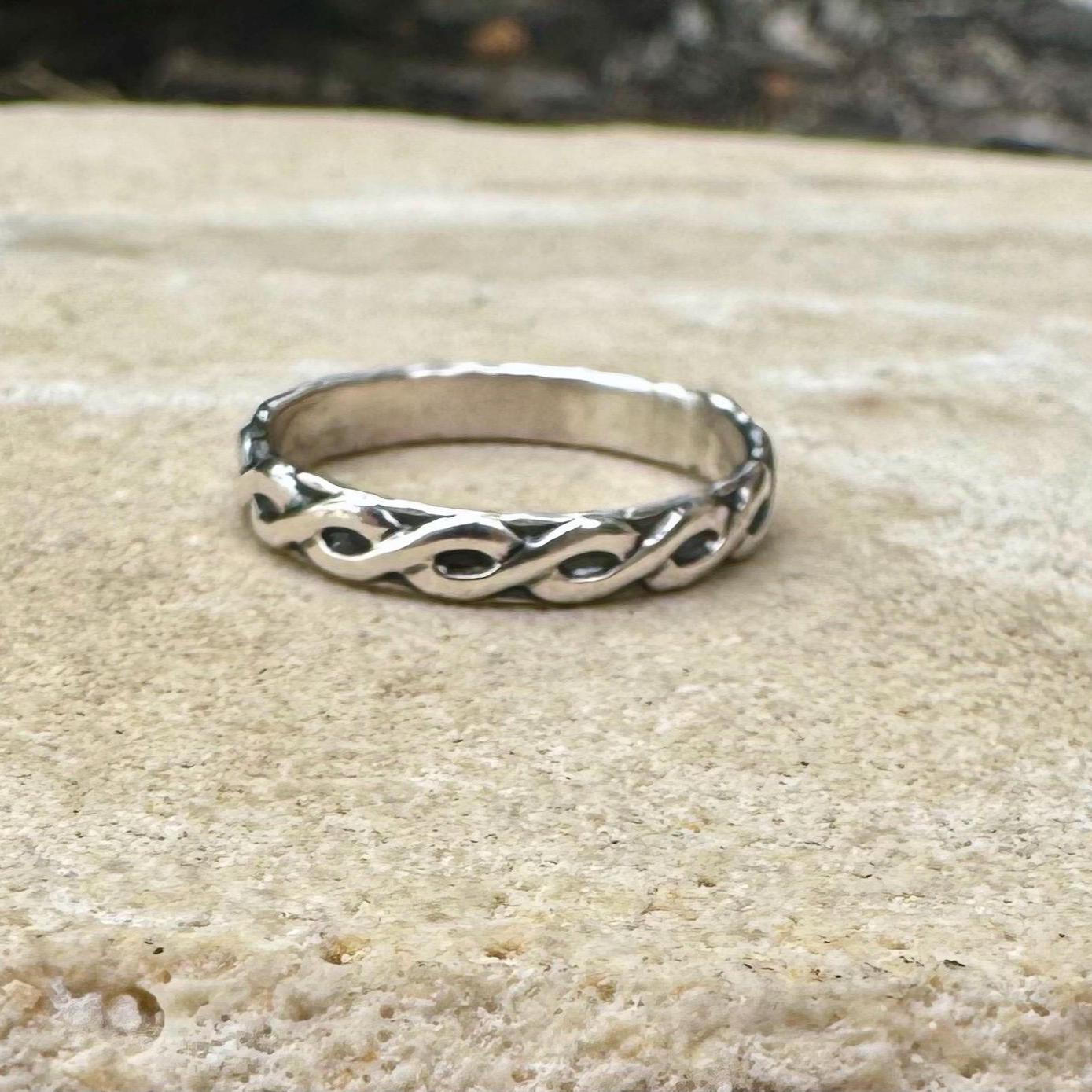 Elegant Handmade Sterling Silver Band Ring - Minimalist Pattern