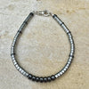 Hematite Bracelet – Unisex Sterling Silver Accent, AAA Grade Natural Stone, Stackable & Handmade