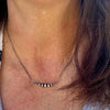 Sterling Silver Navajo Pearl Bar Choker | Dainty Southwestern Necklace | Shiny & Oxidized Chain