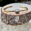 White Buffalo Turquoise Bezel Brass Bracelet – Handmade Adjustable Cuff Jewelry