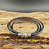 Gypsy Sippa Black & Brown Leather Multi Wrap Bracelet with Magnetic Clasp