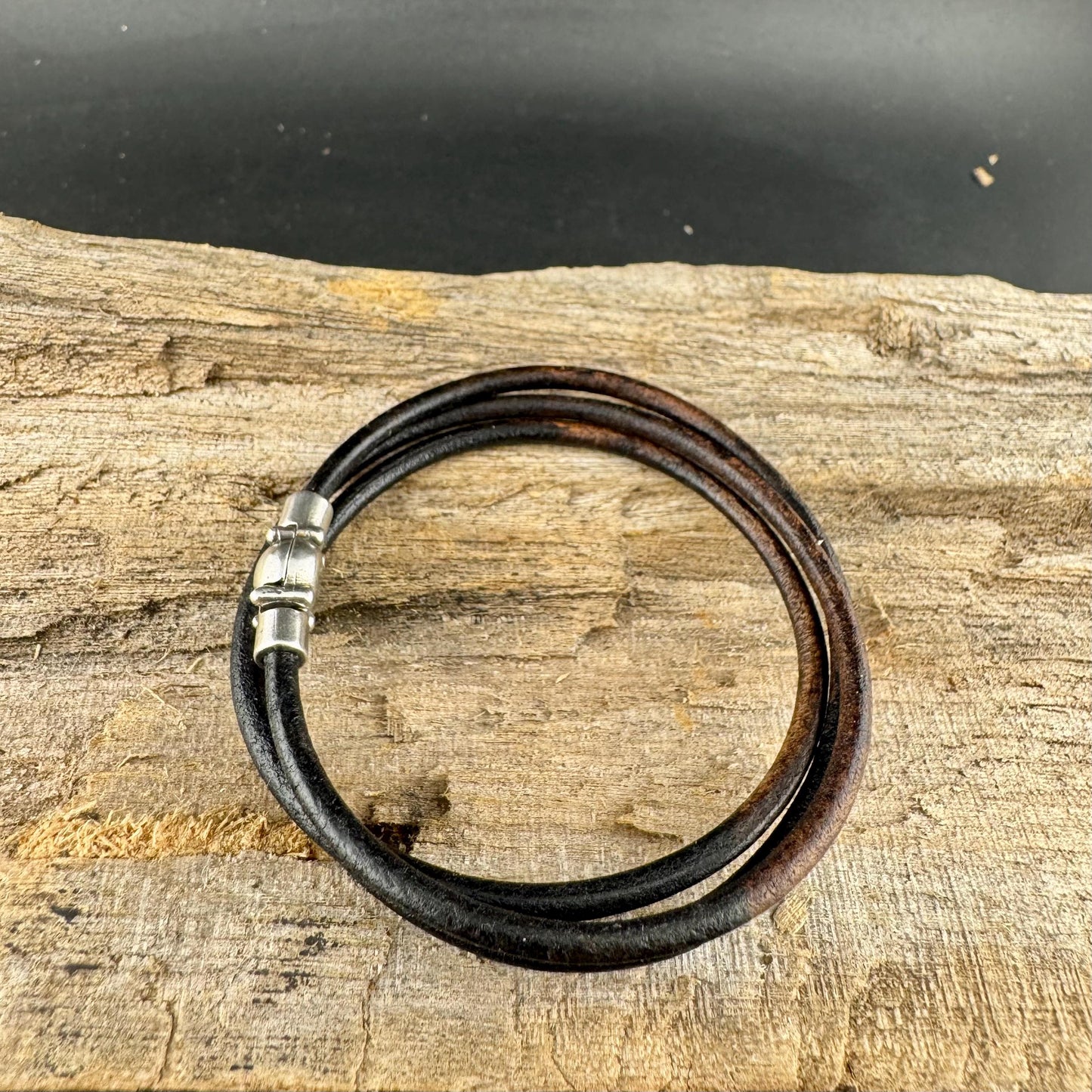Gypsy Sippa Black & Brown Leather Multi Wrap Bracelet with Magnetic Clasp