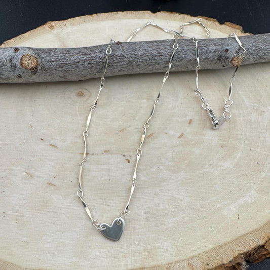 Sterling Silver Heart Charm Necklace - Dainty Pendant Jewelry