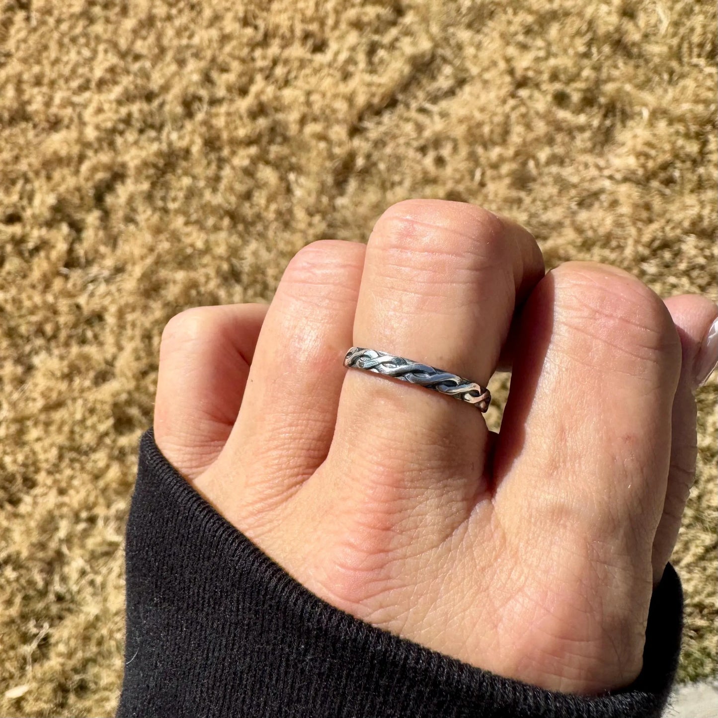 Sterling Silver Trinity Twist Ring • Rope Pattern Band • Handmade Elegance