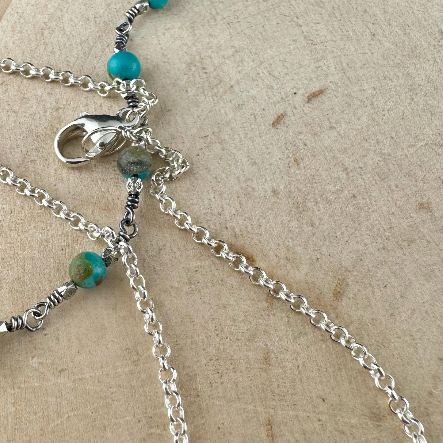 Sterling Silver Turquoise Wire Wrapped Necklace: Kingman Turquoise Jewelry