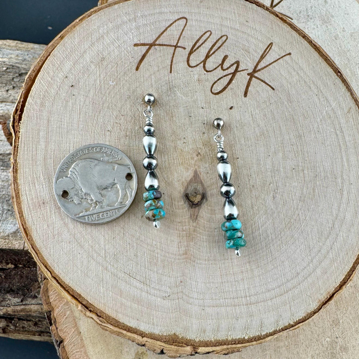 Turquoise Desert Pearl Drop Earrings | Sterling Silver Gemstone Posts