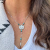Buffalo Nickel Lariat Necklace – Royston Turquoise, Sterling Silver Feather, Vintage Southwest Jewelry