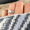 White Buffalo Ring • Southwest Sterling Silver Textured Band • 8×10 Oval Cabochon