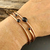 Black Onyx Copper Cuff Bracelet Set • Hand‑Forged Stack of 3 Gemstone Cuffs