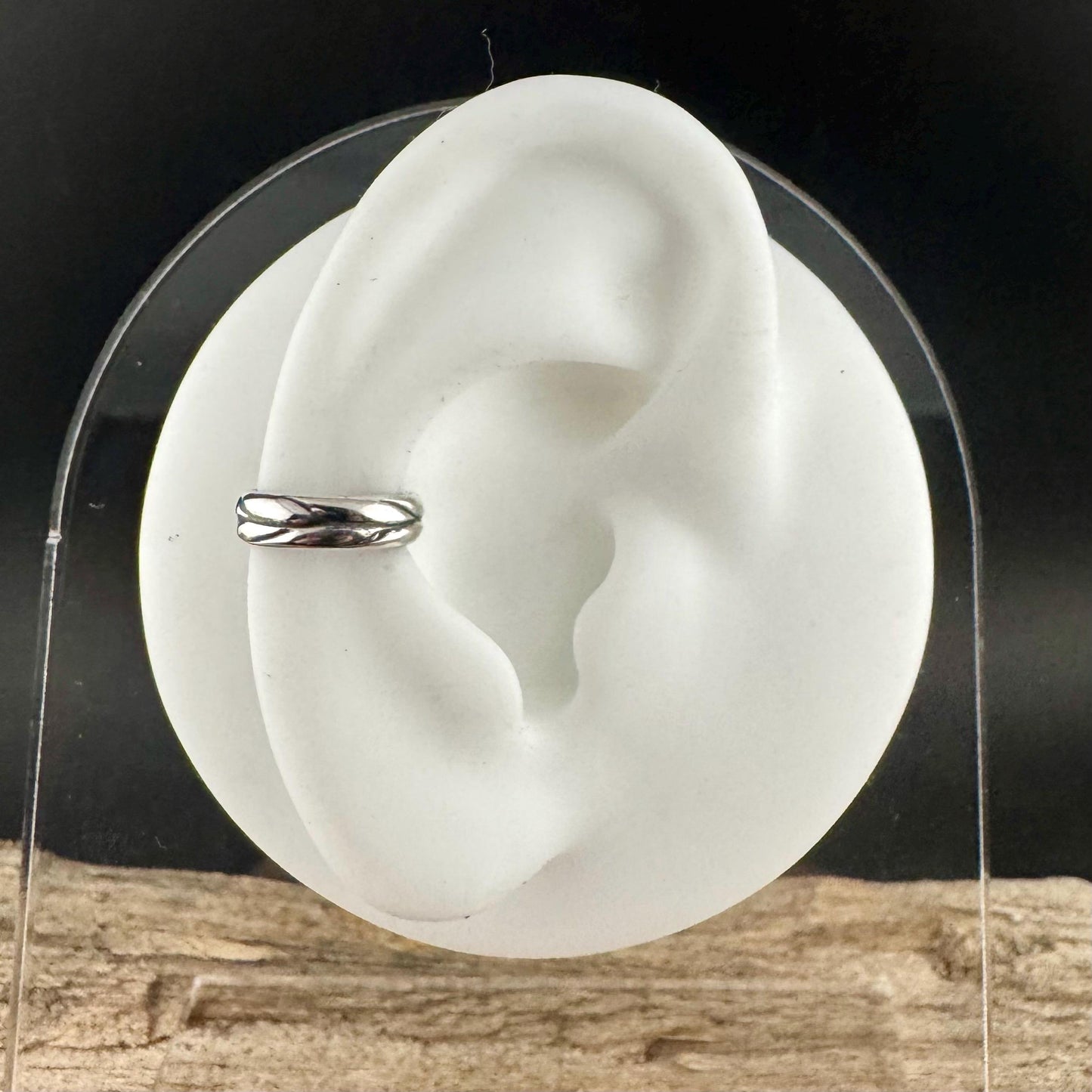 Sterling Silver Floral Leaves Cuff | Wide Conch Band | No-Piercing Earring