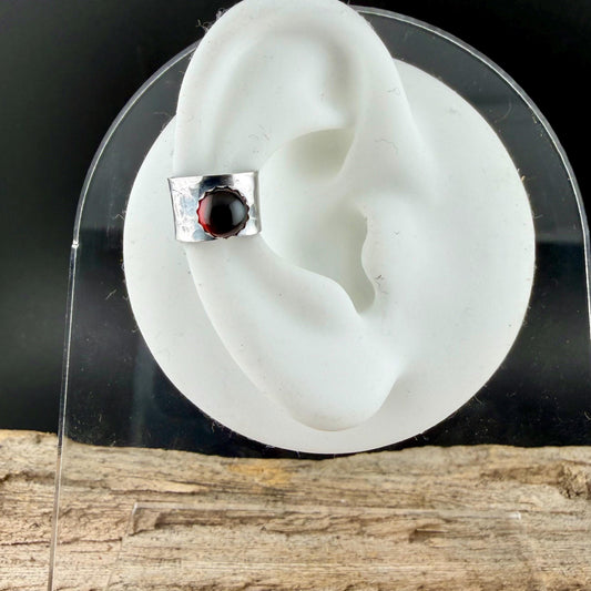 Garnet 6mm Ear Cuff • Stylish Sterling Silver Faux Conch Wrap - No Piercing Required