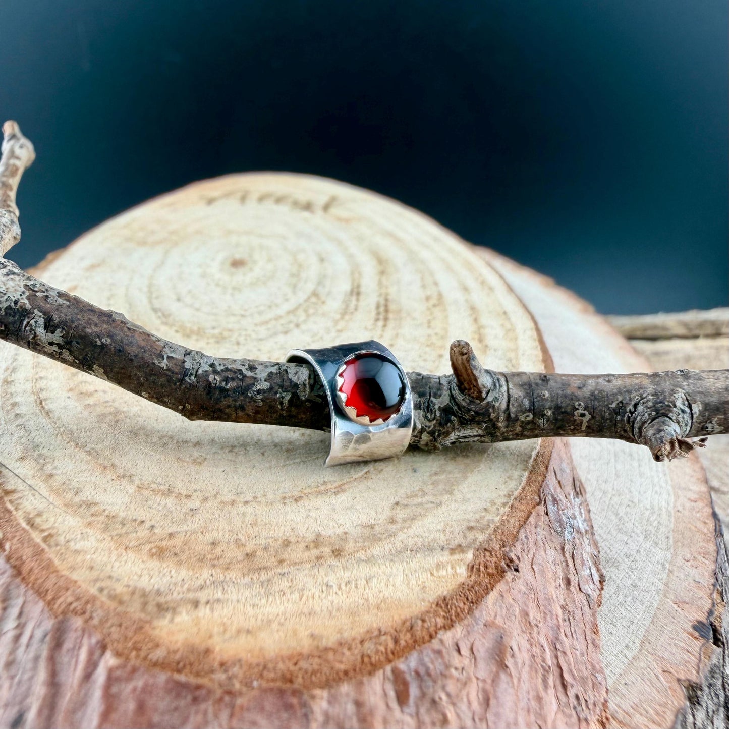 Garnet 6mm Ear Cuff • Stylish Sterling Silver Faux Conch Wrap - No Piercing Required