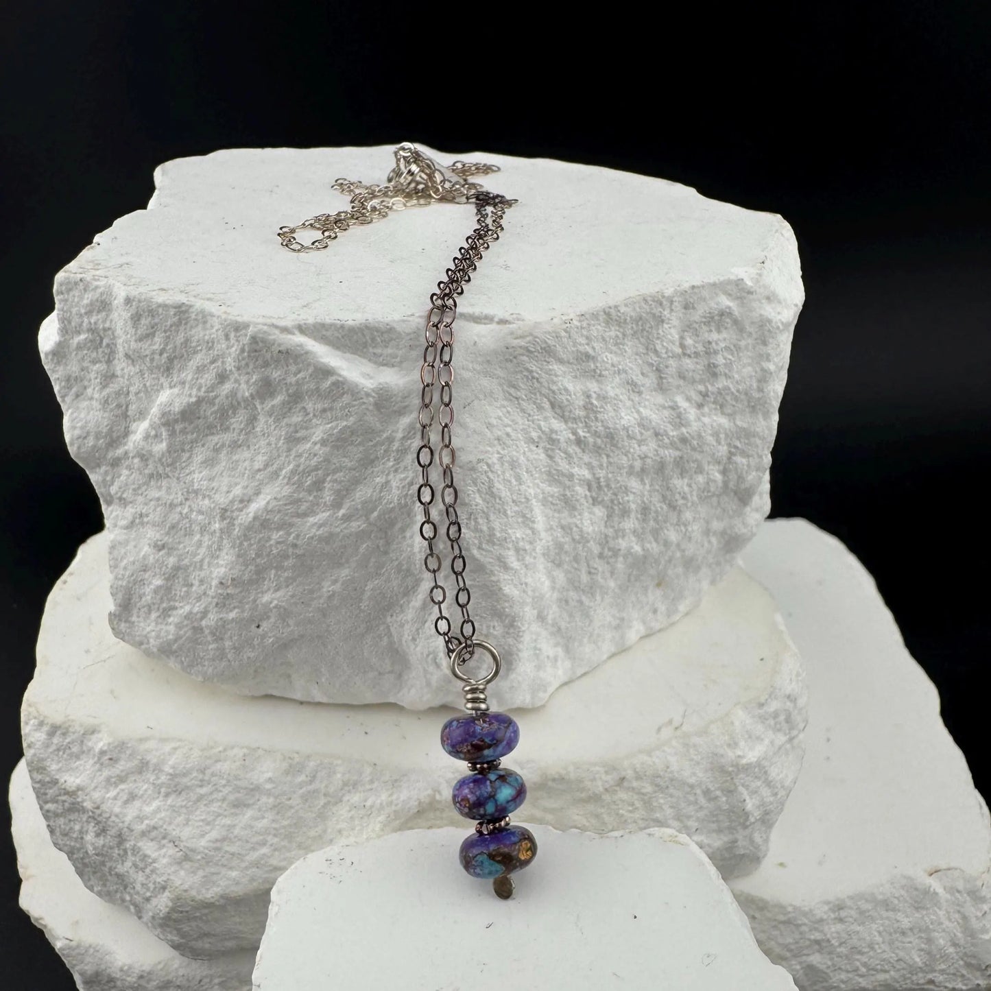 Mohave Purple Kingman Turquoise Necklace • Sterling Silver Turquoise Pendant