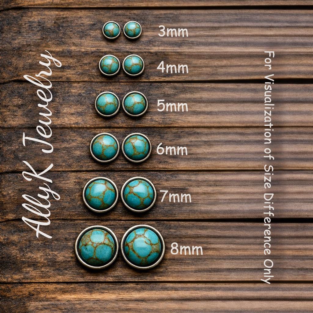 Genuine Turquoise Labret Earring • Screw-On Ball Back • 20G 18G 16G Threaded Post