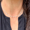 Mother of Pearl Necklace • Sterling Silver Mariner Chain • Hand Wrapped 4mm Pearl Bar Choker