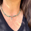 Sterling Silver Feather Pendant Choker with African Turquoise - Unisex Design