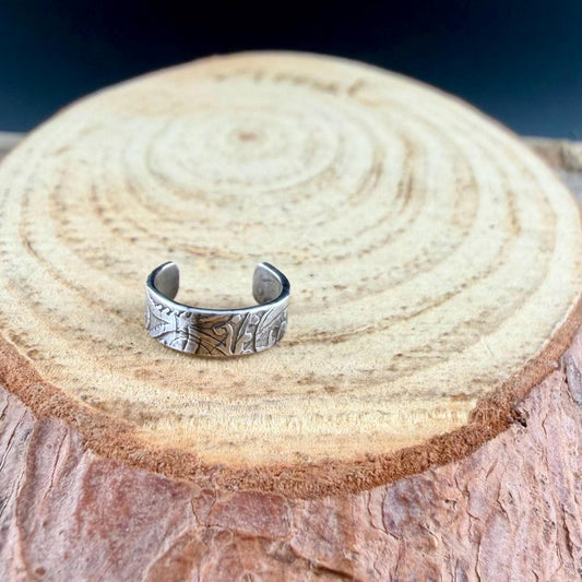Paisley Sterling Silver Ear Cuff • 4mm Embossed • No Piercing • Adjustable 925 Jewelry