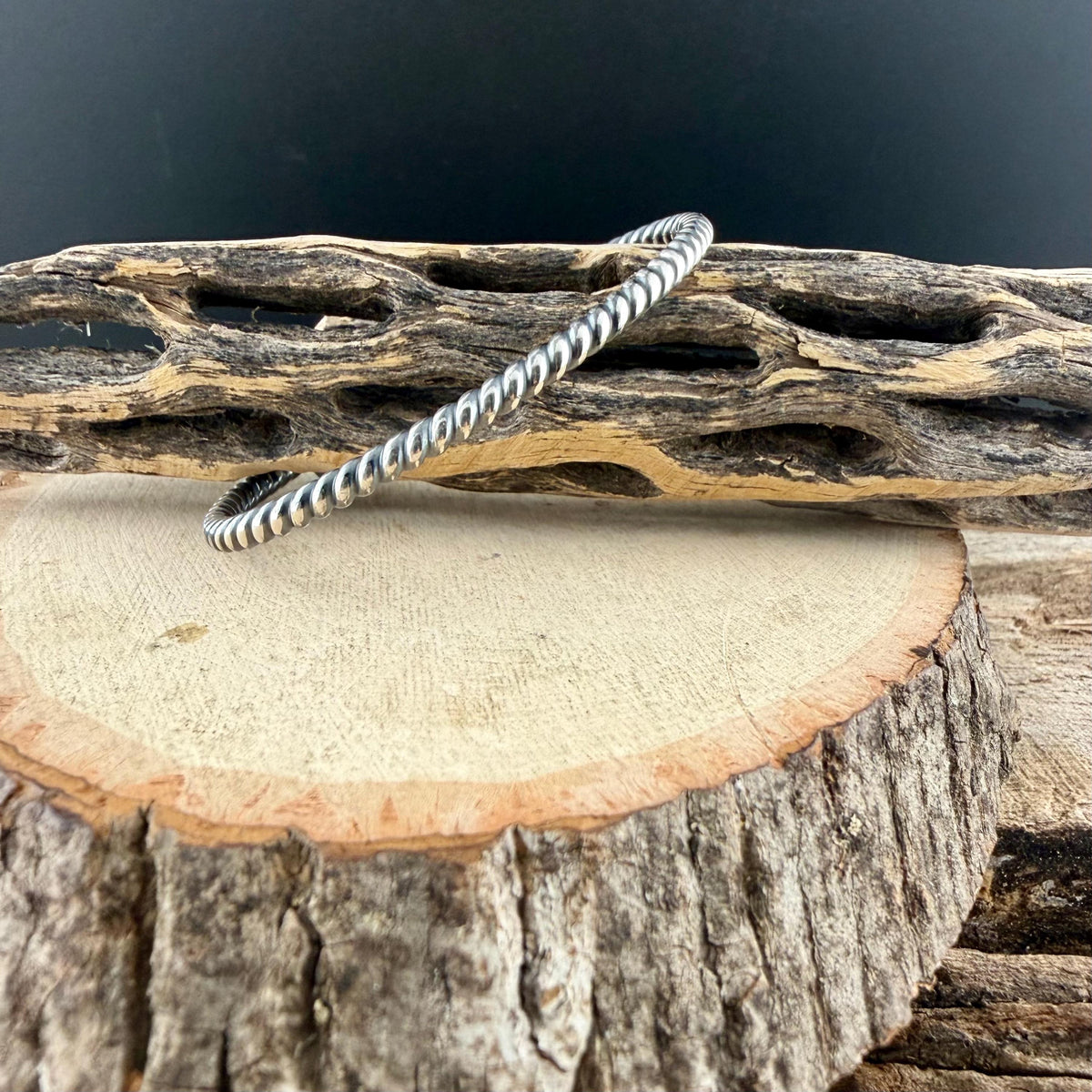 Twisted Wire Sterling Silver Cuff Bracelet | Adjustable Minimalist Rope Design