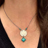 Buffalo Nickel Kingman Turquoise Necklace • Sterling Silver Stacked Drop Pendant • Vintage Coin Choker