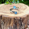 Rainbow Moonstone Sterling Silver Ring • Adjustable Double Bezel • Open Design