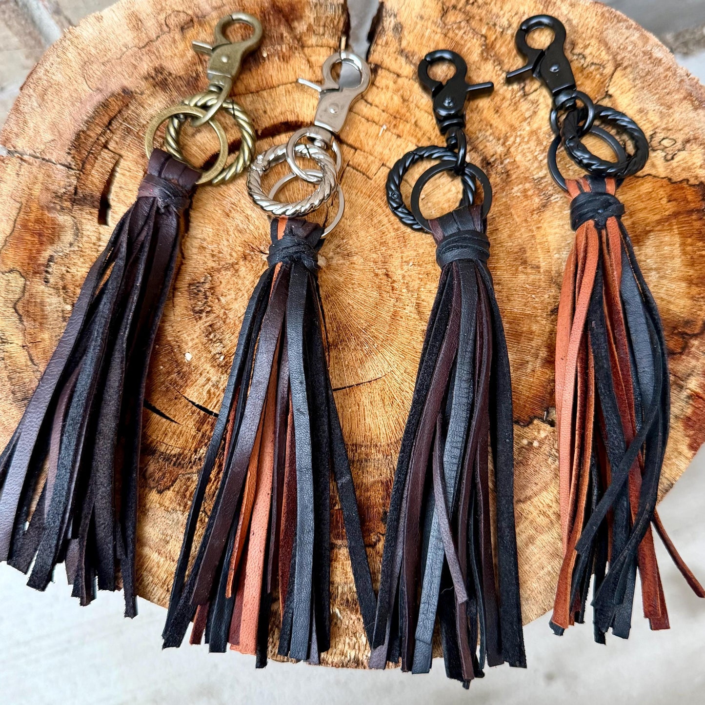 Leather Tassel Keychain • Deerskin Fringe Bag Charm • Western Purse Accessory