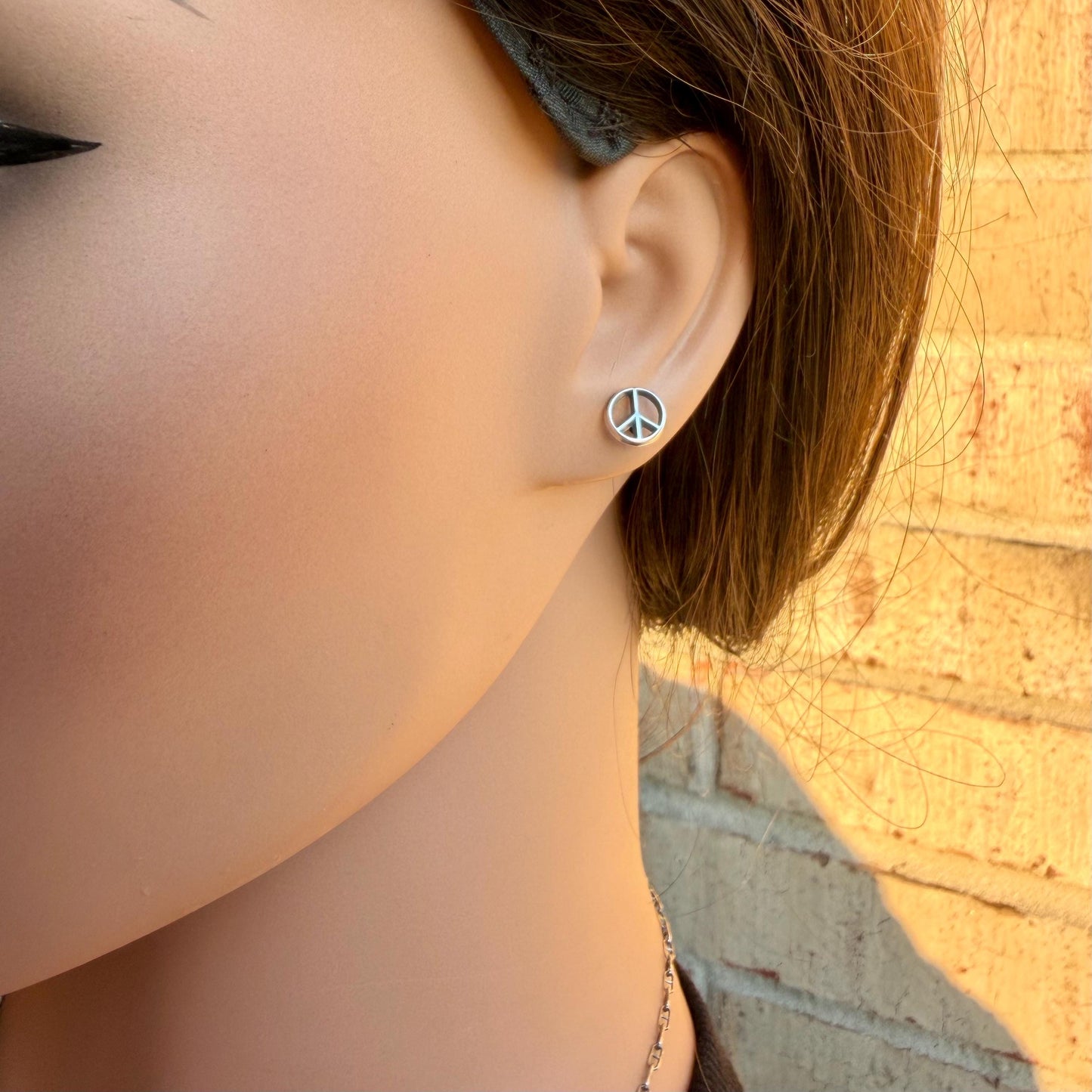 Sterling Silver Peace Sign Studs • Minimal Western Earrings • Everyday Posts