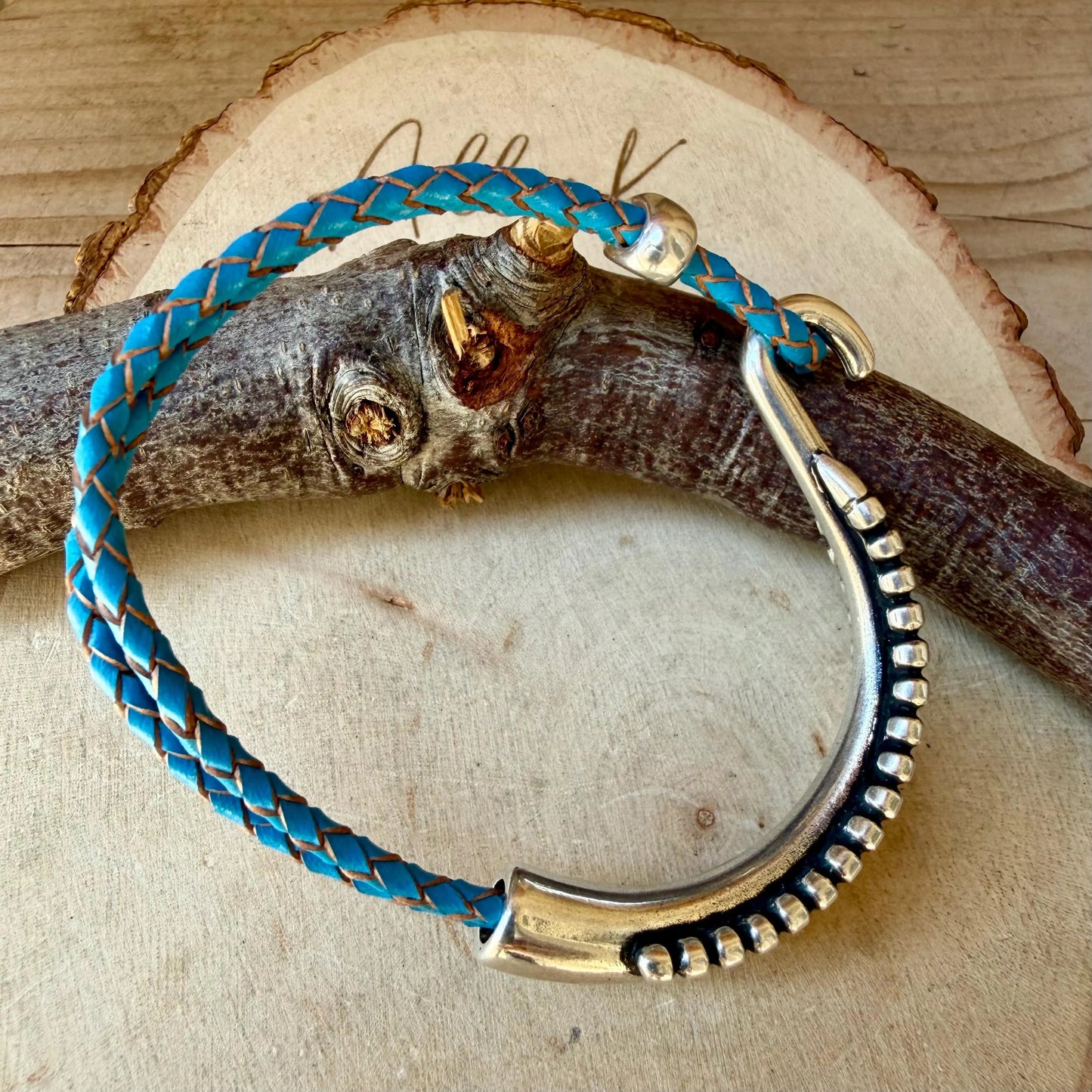 Braided Leather Wrap Bracelet • Silver Half Cuff • Multiple Colors