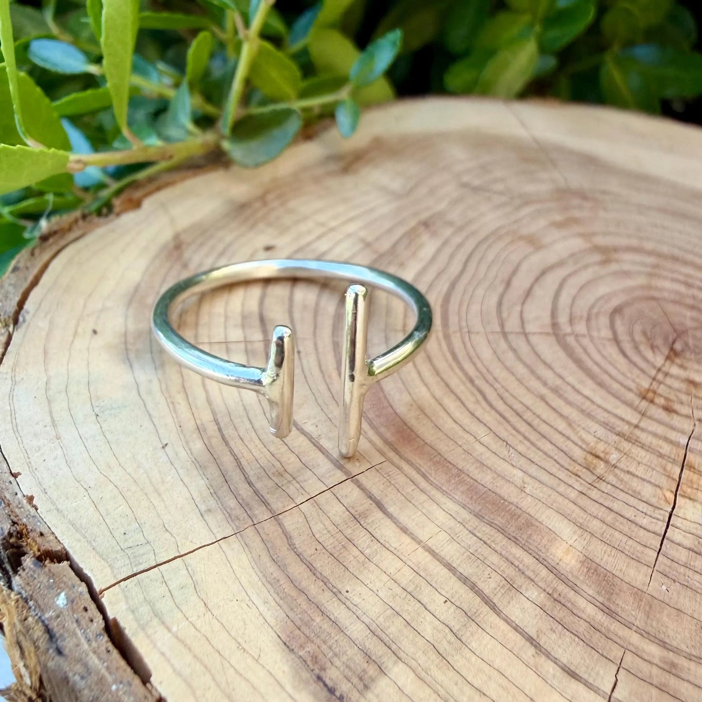 Parallel Bar Sterling Silver Ring • Uneven Open Band • Minimalist Modern Design
