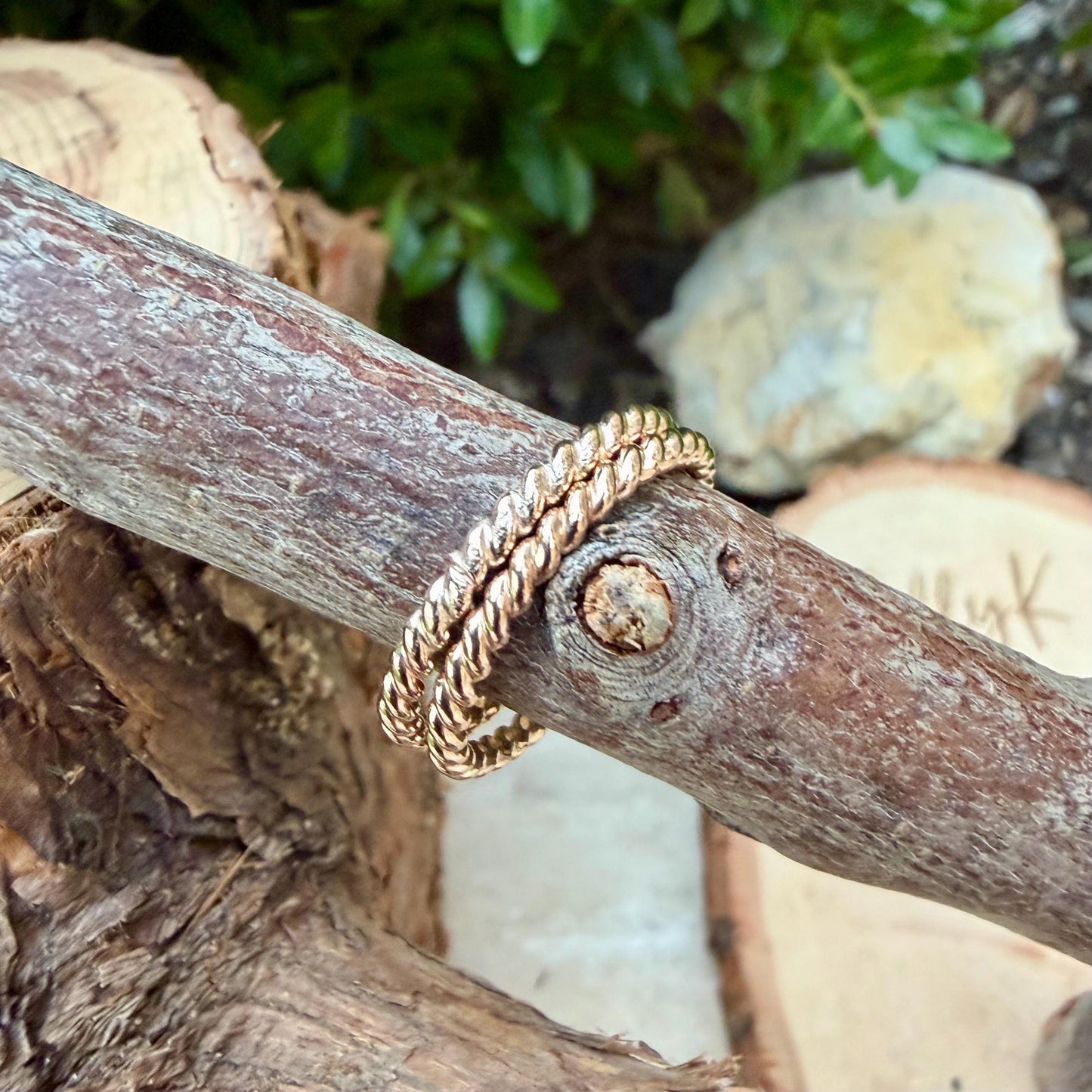 14k Gold Filled Rope Ring Set • Twist Bands • Stackable Rings