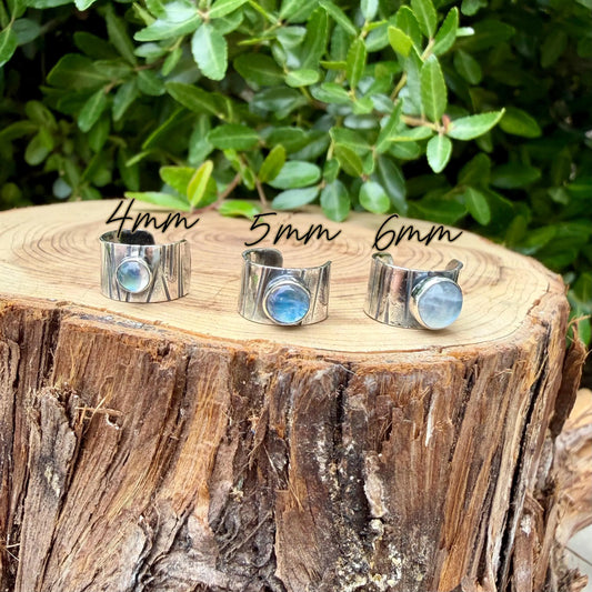 Sterling Silver Moonstone Ear Cuff • Faux Conch • No Piercing Needed