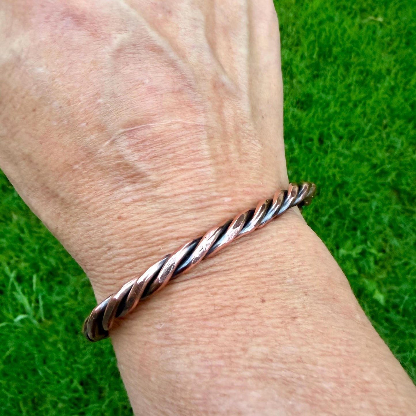 Rustic Rope Copper Cuff • Hand‑Forged Solid Copper Bracelet