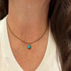 Kingman Turquoise Pendant Necklace • Antique Brass • 8×10 Turquoise Cabochon