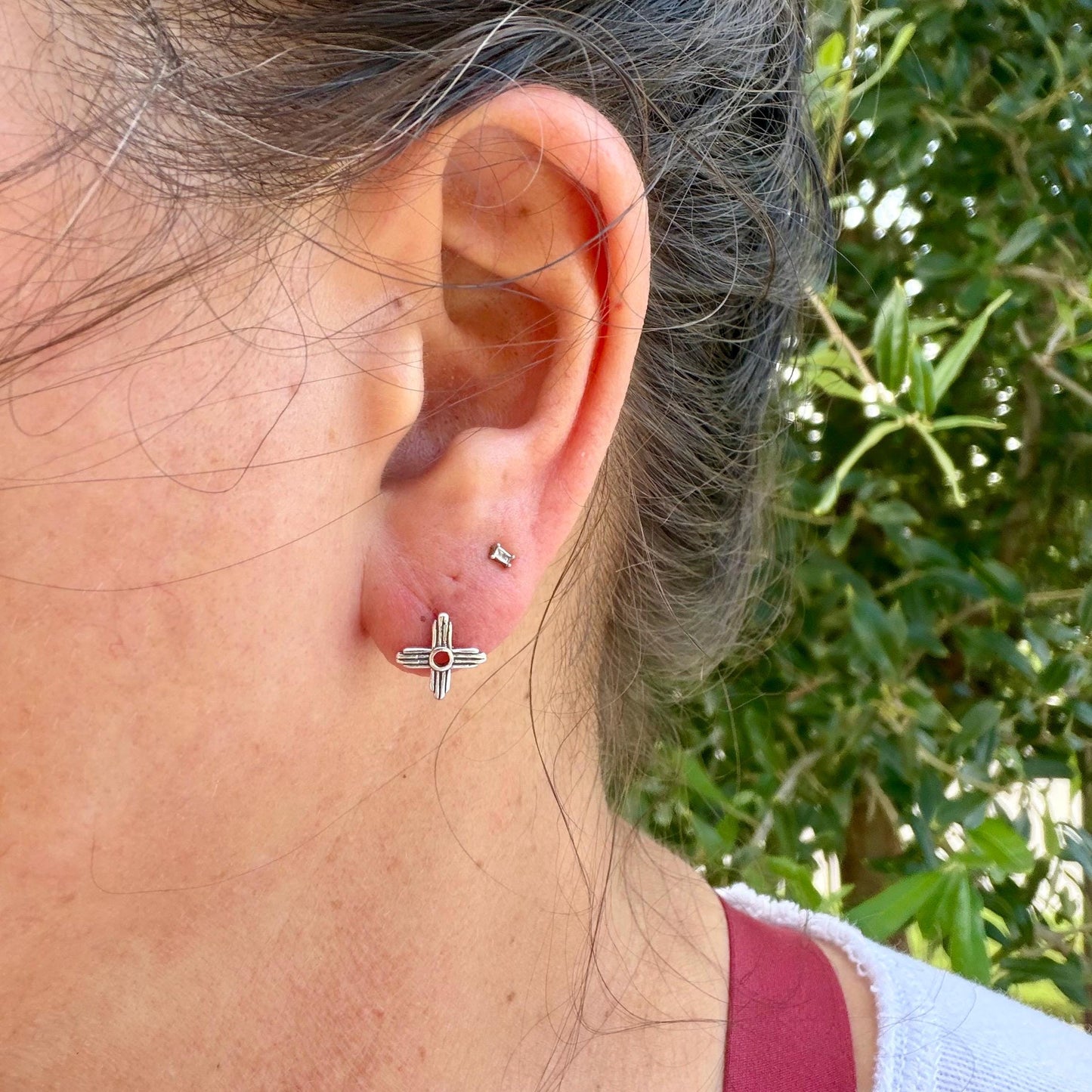 Sterling Silver Zia Sun Symbol Studs • Western Minimal Earrings • Everyday Posts